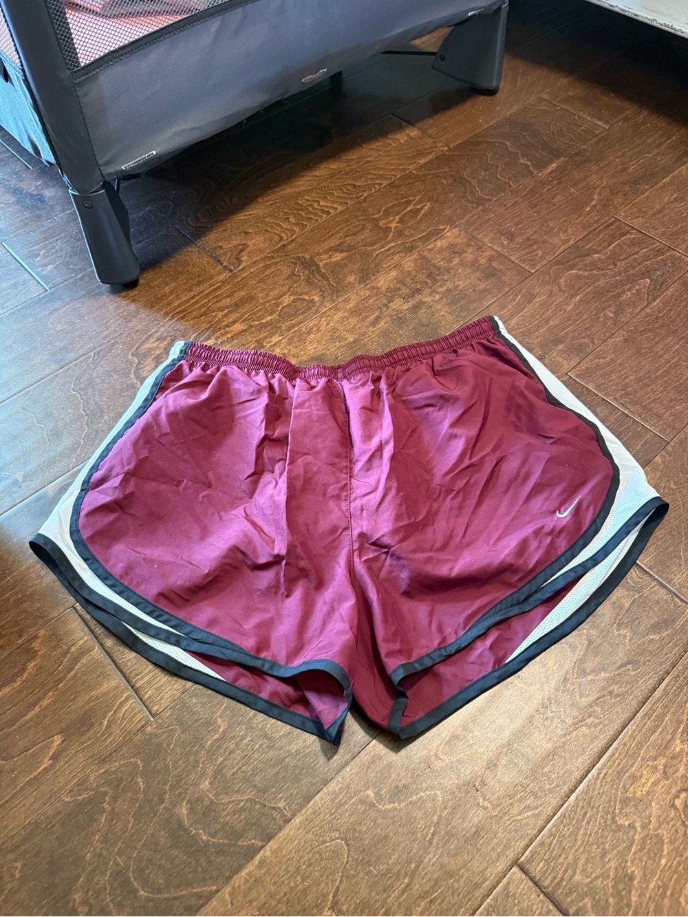 Nike Women's Maroon Athletic Running Shorts with Contrast Trim